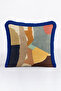 Modern Art Style Fringed Pillowcase-Dark Blue Yellow Beige Color Artistic Tassels Throw Pillow Cover