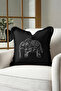 Bohemian Indian Elephant Fringed Pillowcase - Black Ethnic Modern White Tassel Throw Pillow Cover - 2