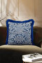 Baroque Chic Classic Luxury Fringed Pillowcase-Blue Elegant Modern Navy Tassel Throw Pillow Cover
