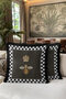 Royal Bee Motif Fringed Pillowcase - Bohemian Black Tassel Throw Pillow Cover with Gold Crown - 6