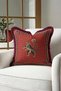 Tiger Motif Fringed Pillowcase - Asian Inspired Ethnic Burgundy Cream Tassel Throw Pillow Cover