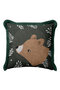 Children's Room Fox Fringed Pillowcase-Nature Themed Modern Green Brown Tassel Throw Pillow Cover - 3