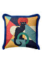 Geometric Figure Cat Fringe Pillowcase - Artistic Bohemian Colorful Blue Tassel Throw Pillow Cover - 2