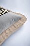 Luxury Geometric Motif Fringed Pillowcase - Classic Greek Black Gray Gold Tufted Throw Pillow Cover - 7