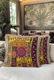 Ethnic Geometric Fringed Pillowcase - Bohemian Accent Purple Yellow Tassel Throw Pillow Cover - 6