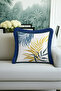 Tropical Leaves Navy Blue Fringe Pillowcase - Natural Elegance Modern Blue Tufted Throw Pillow Cover - 2