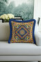 Antique Mosaic Portrait Luxury Fringed Pillowcase-Blue Geometric Navy Tassel Throw Pillow Case - 4