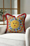 Mediterranean Luxury Fringed Pillowcase - Colorful Bohemian Red Tassel Throw Pillow Cover with Sun Motif - 5