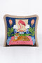 Rich Tropical Tiger Figured Fringed Pillowcase-Eclectic Blue and Pink Tufted Throw Pillow Cover - 2