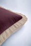 Elegant Purple Fringed Pillowcase - Wine Burgundy Modern Beige Tufted Throw Pillow Cover - 7