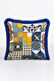 Mediterranean Ceramic Motif Fringed Pillowcase - Italian Eclectic Blue Yellow Tassel Throw Pillow Cover - 4