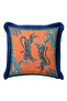 Exotic Leopard Print Fringed Pillowcase - Bohemian Orange Blue Tassel Throw Pillow Cover - 2