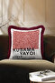 Modern Art-Inspired Fringed Pillowcase - Contemporary Burgundy Tufted Throw Pillow Cover with Dot Motif - 5