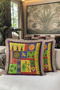 Ethnic Art-Inspired Fringed Pillowcase-African Bohemian Yellow Purple Tassel Throw Pillow Cover - 6