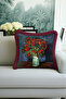 Red Flower Vase Luxury Fringed Pillowcase-Artistic Breeze Dark Blue Bohemian Tassels Throw Pillow Case - 4
