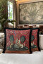 Medieval Tapestry Art Motif Fringed Pillowcase-Mythological Figures Throw Pillow Cover with Red Tassels - 6