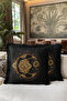 Mystic Moon Eye Motif Fringed Pillowcase-Bohemian Magical Black Gold Color Tassel Throw Pillow Case - 6