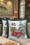 Xmas Christmas Carriage Fringed Pillowcase-New Year Pine Tree Themed Dark Green Tassels Throw Pillow Cover - 8
