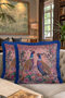 Luxury Bird Motif Fringed Pillowcase - Elegant Floral Garden Bohemian Blue Tassel Throw Pillow Cover - 8