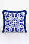 Mediterranean Motif Cobalt Blue Fringed Pillowcase-Azulejo Italian Tile Blue Tassel Throw Pillow Case - 4