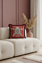 Luxury Leopard Figured Fringed Pillowcase - Bohemian Red Ethnic Burgundy Tassel Throw Pillow Cover - 3