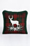 Christmas Deer Fringed Pillowcase - Plaid New Year Retro Red Green Tassel Throw Pillow Cover - 4