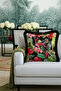 Tropical Bird Floral Fringe Pillowcase - Vibrant Exotic Bohemian Black Tassel Throw Pillow Cover - 2