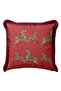 Zebra Figured Fringed Pillowcase - Safari Ethnic Red Burgundy Tasseled Throw Pillow Cover - 5