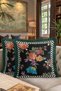 Palace Splendor Fringed Pillowcase - Flower Garden Luxury Bohemian Black Green Tassel Throw Pillow Cover - 8