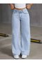 Amanda Women's Palazzo Casual Comfortable High Waist Loose Wide Leg Jeans Denim Trousers - 5