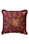 Indian Palace Animal Figured Luxury Fringed Pillow Case-Ethnic Burgundy Gold Color Tassels Throw Pillow Cover - 4