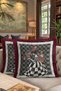 Victorian Style Fringed Pillowcase - Artistic Women's Black White Burgundy Tassel Throw Pillow Cover - 8