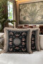 Rustic Peacock Motif Fringed Pillowcase - Vintage Country Black Cream Tufted Throw Pillow Cover - 6