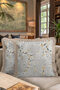 Luxury Floral Branch Fringed Pillowcase - Elegant Japanese-Inspired Modern Gray Cream Tufted Throw Pillow Cover - 8