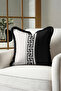 Greek Inspired Luxury Fringed Pillowcase - Geometric Black White Modern Tufted Throw Pillow Cover - 3