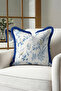 Luxury Bird Botanical Fringe Pillowcase - Natural Nordic Blue Cream Tufted Throw Pillow Cover - 3