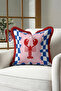 Italian Crab Motif Luxury Fringed Pillowcase-Blue Pink Red Retro Tassels Throw Pillow Cover - 4