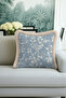 Baroque Floral Motif Fringed Pillowcase - Elegant Nature-Inspired Blue Beige Tassel Throw Pillow Cover