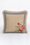 Vintage Floral Cream Fringed Pillowcase - Retro Rose Motif Beige Tassel Throw Pillow Cover - 2