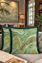 Jade Stone Effect Fringed Pillowcase - Luxury Bohemian Green Gold Color Tassel Throw Pillow Cover - 8