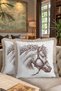 Classic Horse Figured Fringed Pillowcase - Elegant Country Style Cream Brown Tassel Throw Pillow Cover - 8