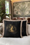 Buddha Lotus Gold Color Fringed Pillowcase - Zen Pattern Bohemian Black Cream Tassel Throw Pillow Cover - 6