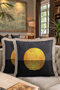 Sunrise on Black Background Fringed Pillowcase - Minimal Anthracite Black Gold Tassel Throw Pillow Cover - 8