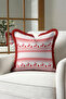 Nordic Pine Tree Fringed Pillowcase - Winter Christmas Themed Red and White Tassel Throw Pillow Cover - 4