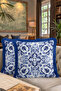 Baroque Luxury Fringed Pillowcase - Classic Blue Mediterranean Scandinavian Tufted Throw Pillow Cover - 8