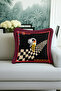 Modern Art Fringed Pillowcase-Black Gold Color Retro Tassel Throw Pillow Cover with Chess Figures - 3