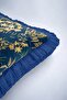 Tropical Leaf Gold Color Fringed Pillowcase-Leopard Floral Midnight Blue Tufted Throw Pillow Cover - 7