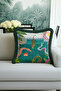 Exotic Animals Motif Fringed Pillowcase - Tropical Bohemian Green Cream Tassel Throw Pillow Cover - 2