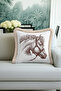 Classic Horse Figured Fringed Pillowcase - Elegant Country Style Cream Brown Tassel Throw Pillow Cover - 4