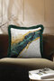 Luxury Marble Effect Fringed Pillowcase - Modern Gold Color Emerald Tassel Throw Pillow Cover - 3